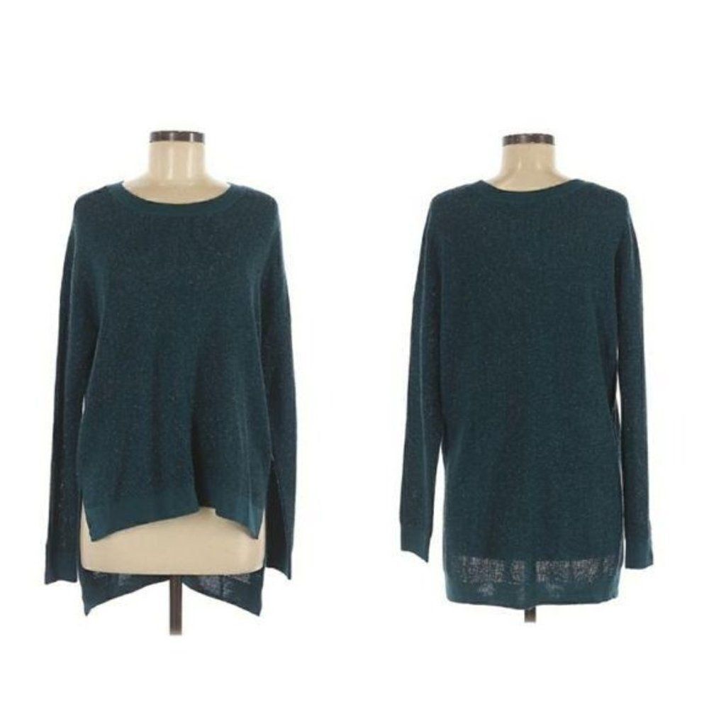 BCBGeneration‎ Sweater Metallic Teal Oversized Slouchy High Low Size M/L